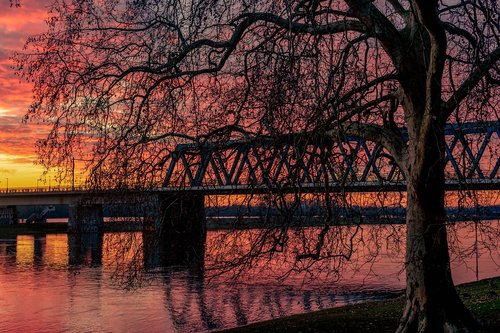 sunset  river  landscape