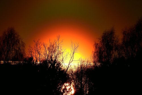 sunset  lake  landscape