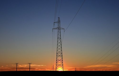 sunset  power poles  sky