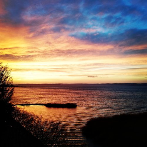 sunset  lake balaton  lake