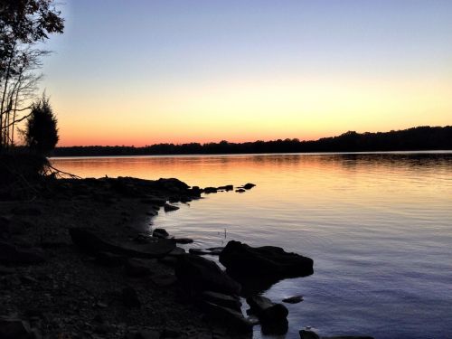 sunset lake nature