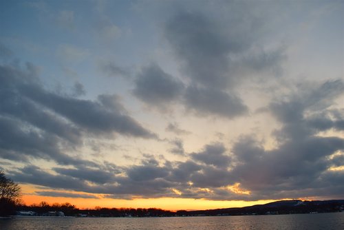 sunset  lake  cold