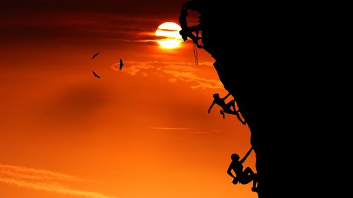 sunset  mountain  climbing