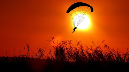 sunset  paragliding  sky