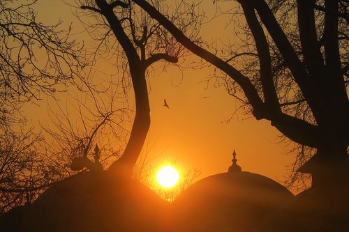 sunset  in the evening  sky