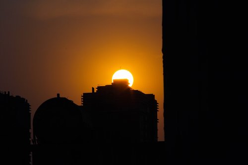 sunset  building  sun