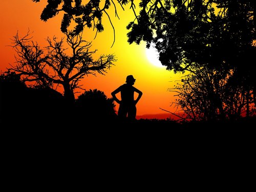 sunset  hiking  woman