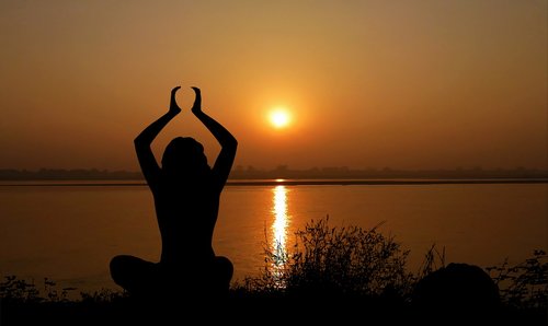 sunset  yoga  woman