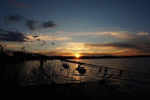 sunset  fishing  twilight