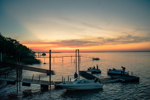 sunset  river  boats