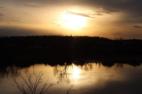 sunset  sun  river