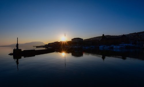 sunset  port  calm