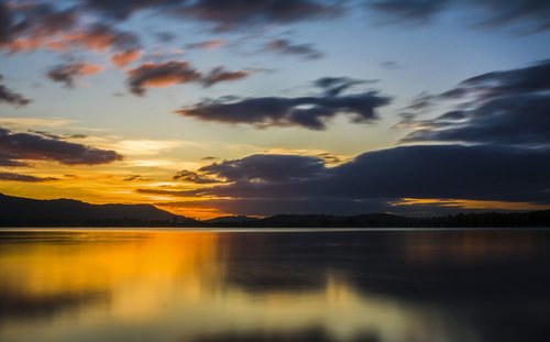 sunset  lake constance  lake