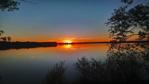 sunset  lake  sun
