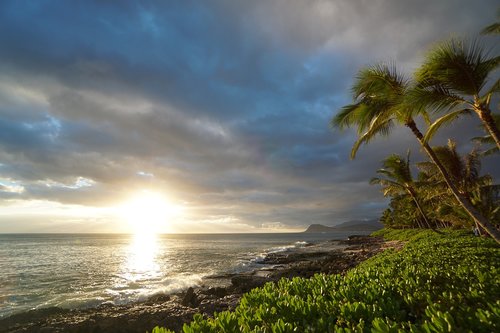 sunset  oahu  usa