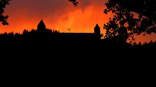sunset  castle  sky