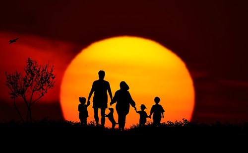 sunset  family  landscape