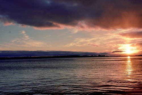 sunset  lake  sea