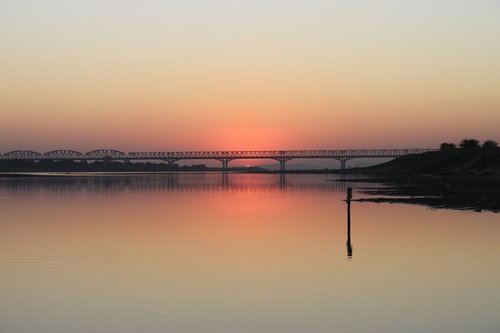 sunset  river  landscape