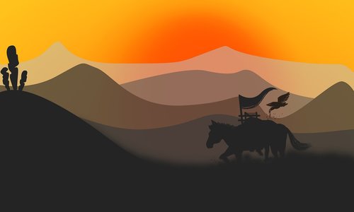 sunset  horse  mountain