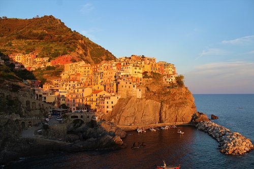 sunset  the cinque terre  italy