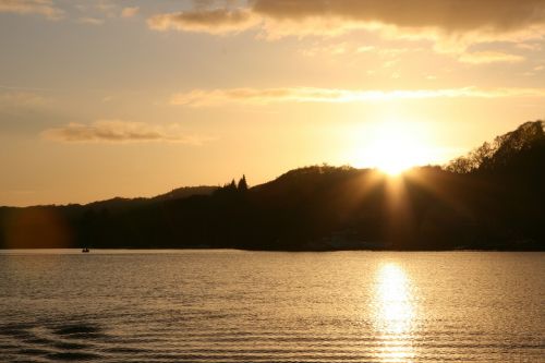 sunset lake ripples