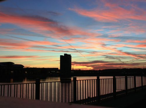 sunset harbor jetty