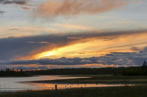 sunset lake mountain