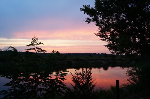 sunset lake nature