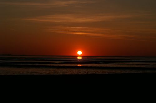 sunset wadden sea north sea