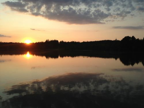 sunset pond summer sunset