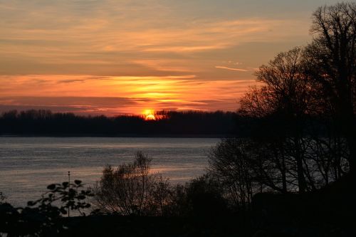 sunset winter elbe