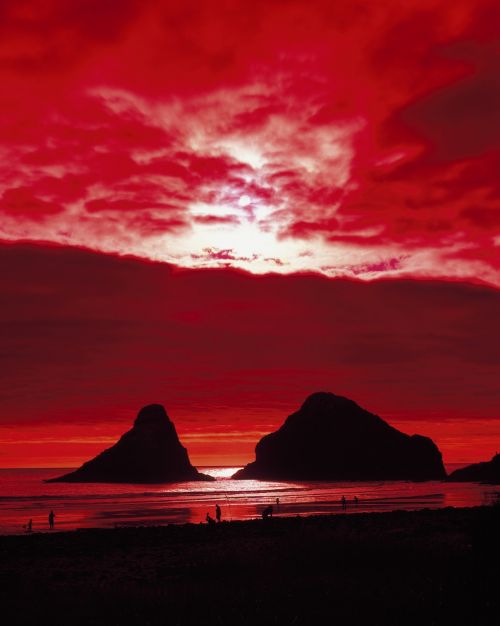 sunset rocky coastline