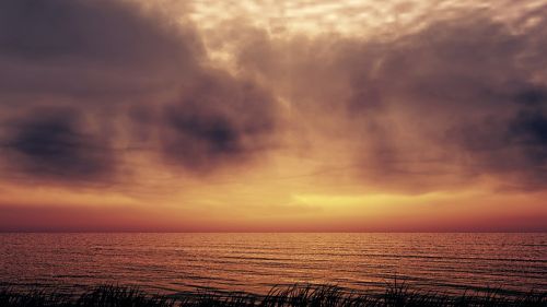 sunset sea clouds