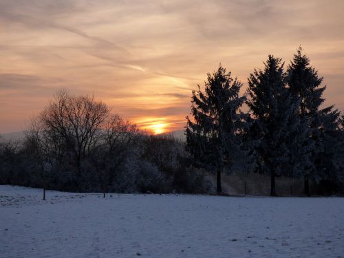 sunset winter snow landscape