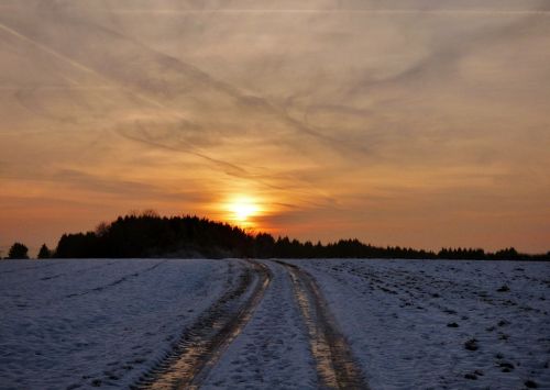 sunset road snow