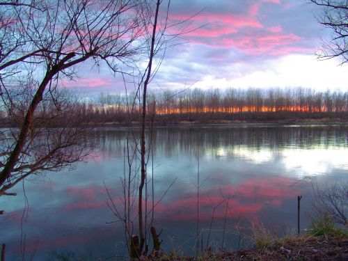 sunset winter river