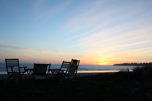 sunset chairs beach