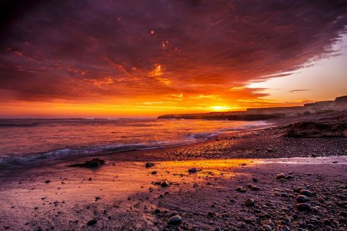 sunset beach sand