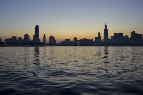 sunset buildings skyline