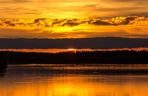sunset lake horizon