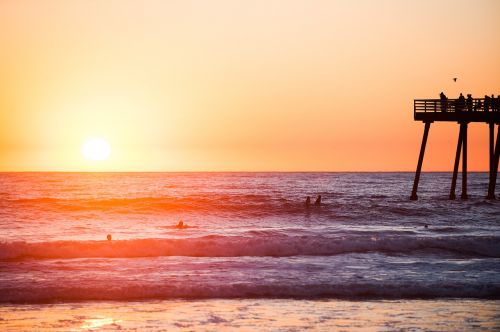 sunset beach water