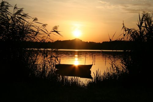 sunset lake nature