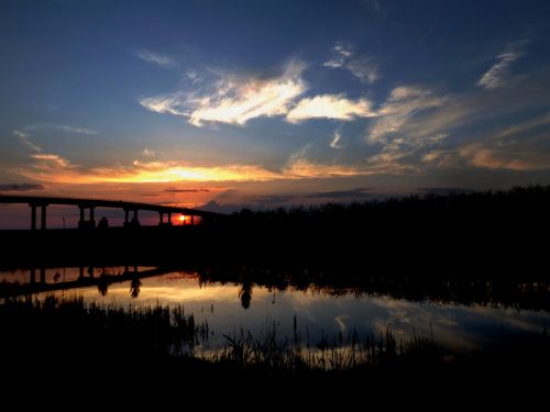 sunset bridge sun