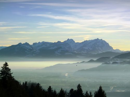 sunset sky mountains