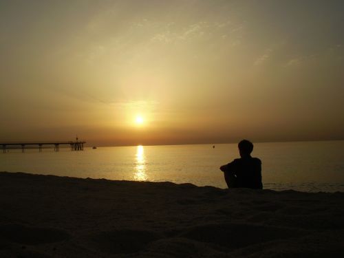 sunset beach silhouette