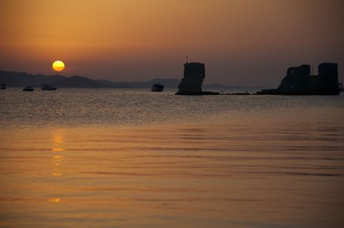 sunset sea beach