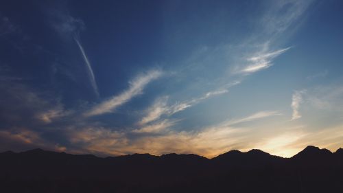 sunset silhouette mountain