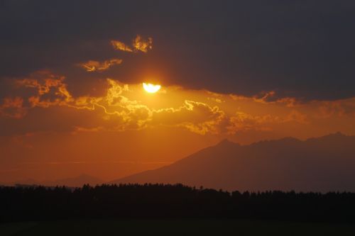 sunset the sky vysoké tatry