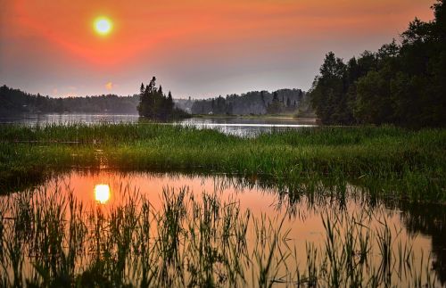 sunset lake landscape